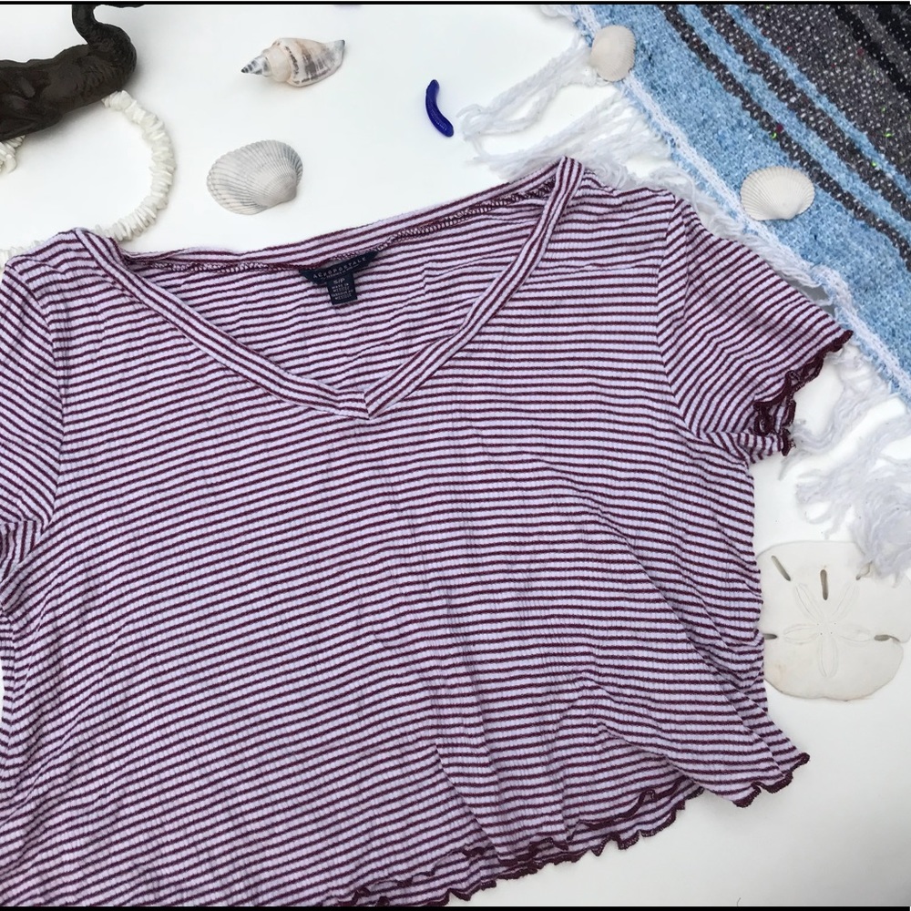 Aeropostale striped ruffled crop top